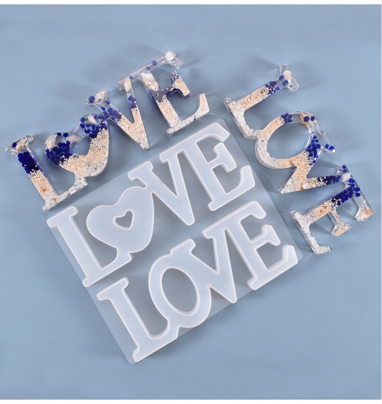1 piece of DIY crystal epoxy mold LOVE English word love listing house decoration epoxy resin mold